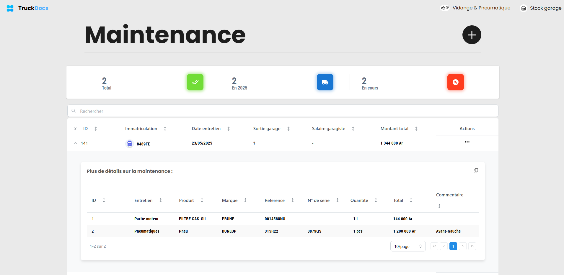 Liste maintenance